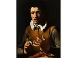 Jüngling, von Einer Krabbe Gebissen by Bartolomeo Cavarozzi, oil on canvas, sold Sep 2024