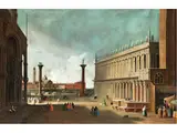 Venedig, die Piazzetta mit Blick auf den Canalgrande by Bernardo Canal, oil on canvas, offered Sep 2022