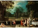 Badende Frauen in Einem Höfischen Park by Adriaen van Stalbernt und, oil on panel, offered Dec 2018