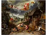 Allegorie des Geistlichen und Weltlichen Reichtums by Jan Brueghel d.J., oil on copper, sold Jun 2016