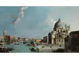 Der Canal Grande in Richtung der Basilika Santa Maria Della Salute by William James, oil on canvas, sold Mar 2024