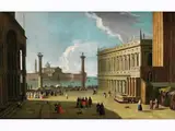 Vedute mit Piazetta und san Giorgio Maggiore by Bernardo Canal, oil on canvas, sold Mar 2024