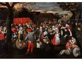 Die Bauernhochzeit by Marten van Cleve d. Ä., oil on panel, offered Jun 2025