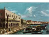 Vedute von Venedig mit dem Palazzo Ducale und dem Schiavoni-ufer by Bernardo Canal, oil on canvas, sold Dec 2021
