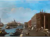 Die Mole in Richtung der Libreria und dem Beginn des Canal Grande, Anfang 1770er-jahre by William James, oil on canvas, sold Jun 2021
