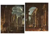 Antike Ruinen mit Mythologischen Szenen by Giovanni Paolo Panini, oil on canvas, sold Jun 2026