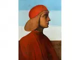 Bildnis Eines Jünglings mit Roter Kappe by Giovanni Bellini, oil on panel, sold Sep 2018