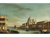 Venedigvedute mit dem Canal Grande und Santa Maria Della Salute by Apollonio Facchinetti, oil on canvas, sold Sep 2024
