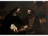 Begegnung Zwischen dem Heiligen Dominikus und dem Heiligen Franziskus by Mattia Preti, oil on canvas, offered Dec 2025