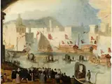 Venezianisches Capriccio mit dem Bacino di san Marco am Himmelfahrtstag by Louis de Caullery, oil on panel, sold Mar 2026