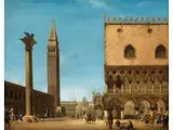 Blick auf die Piazzetta mit Dogenpalast, Campanile und Markussäule by Giuseppe Bernardino Bison, oil on canvas, sold Dec 2023