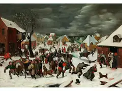 Der Kindermord zu Bethlehem by Marten van Cleve, oil on panel, sold Jun 2022