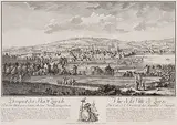 Vier Gesamtansichten der Stadt Zürich: "Prospect der Stadt Zürich von der Abend Seiten", "...von der Mittags Seiten", "...von der Mitternachts Seiten" und ".. by Johann Jakob Koller, etching, sold Jun 2015