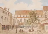 Im Kreuzgang des Barfüsserklosters in Basel by Johann Jakob Neustück, watercolor, sold Jun 2015