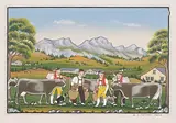 Vorbereitungen zur Alpfahrt, 1962 by Ulrich Martinelli, tempera, sold Jun 2015