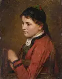Sitzende, junge Frau in Tracht by Benjamin d.Ae. Vautier, oil on panel, offered Jun 2015