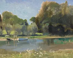 L'Etang by Frédéric Dufaux, oil on canvas, offered Jun 2015