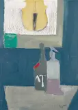 Zwei Flaschen", 1977 by Henry Wabel, oil on canvas, sold Jun 2015