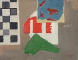 Schachbrett", 1966 by Henry Wabel, oil on canvas, sold Jun 2015