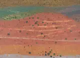 Die roten Hügel", 1964 by Hermann Alfred Sigg, oil on canvas, sold Jun 2015