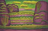 Wüstenlandschaft in Grün- und Violetttönen by Willi Hartung, 1969, watercolor, sold Jun 2015