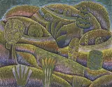 Landschaft in Grüntönen by Willi Hartung, 1961, watercolor, sold Jun 2015