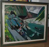 Der Rhein in der Viamala by Karl Aegerter, oil on canvas, sold Jun 2015