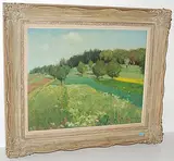 Baumbestandene "Frühlingswiese", 1947 by Franz K. Opitz, oil on canvas, sold Jun 2015