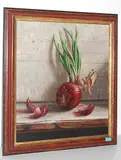 Stillleben mit roter Zwiebel, 1991 by Markus Roffler, oil on board, sold Jun 2015
