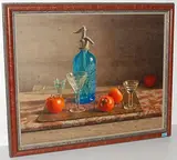 Stillleben mit blauer Siphonflasche by Markus Roffler, oil on board, sold Jun 2015