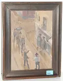 Gruppe Streikender mit Pareja de la guardia Civil, Malaga - Winter 1916/17 by Albert J. Welti, oil on board, sold Jun 2015