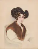 Sitzende Dame mit Pelzstola by Josef Kriehuber, watercolor, sold Dec 2014