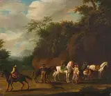 Nachfolger Reiter bei der Rast by Pieter van Bloemen, oil on canvas, offered Dec 2014