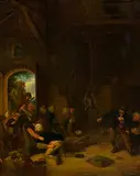 in der Art Streit in der Taverne by David d.J. Teniers, oil on panel, sold Dec 2014