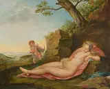 Amor vor dem Schuss auf Venus by Marianne Kirzinger, oil on panel, offered Dec 2014