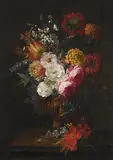zugeschrieben Grosses Stilleben mit Rosen, Tulpen und Hibisken by Gaspar Peeter Verbruggen II, oil on canvas, sold Dec 2014