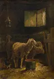 Schafe im Stall by Cornelius Van Leemputten, oil on panel, offered Dec 2014