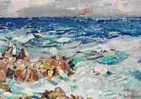 Coup de vent, Marine by Alexis Vasilievich Gritchenko, oil, sold Dec 2014