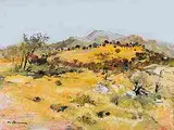 Paysage doré by Michel Jouenne, oil on canvas, sold Dec 2014