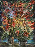 Flowers by Yosl Bergner, 1979, oil on canvas, sold Dec 2014