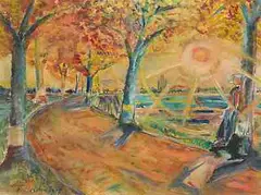 Sonnige Landschaft by Franz Heckendorf, watercolor, offered Dec 2014