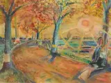 Sonnige Landschaft by Franz Heckendorf, watercolor, offered Dec 2014