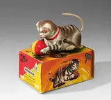Deutschland, US Zone, 1952/53 by Köhler-Blechspielzeug "Katze mit Ball", lithograph, sold Dec 2014