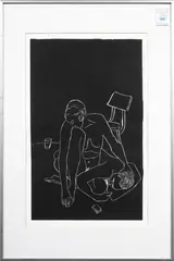 Untitled (Couple) by Eric Gill, woodcut, sold Feb 2024