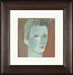 Portrait by Nina Romm, acrylic and pastel on paper, sold May 2026