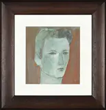 Portrait by Nina Romm, acrylic and pastel on paper, sold May 2026