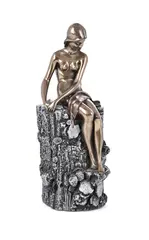 Wood Nymph by Giovanni Schoeman, bronze sculpture of a figure on a rocky outcrop, sold May 2026