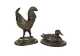 Duck and Rooster by Carlos Neto, bronze stamped, sold May 2026