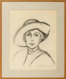 Portrait of Anne Sager by Will Barnet, 1962, Charcoal on Paper, sold Jun 2025