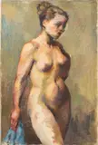 Standing Nude Woman by Gerry Brannon, 1937, Oil on Canvas, sold Jun 2025